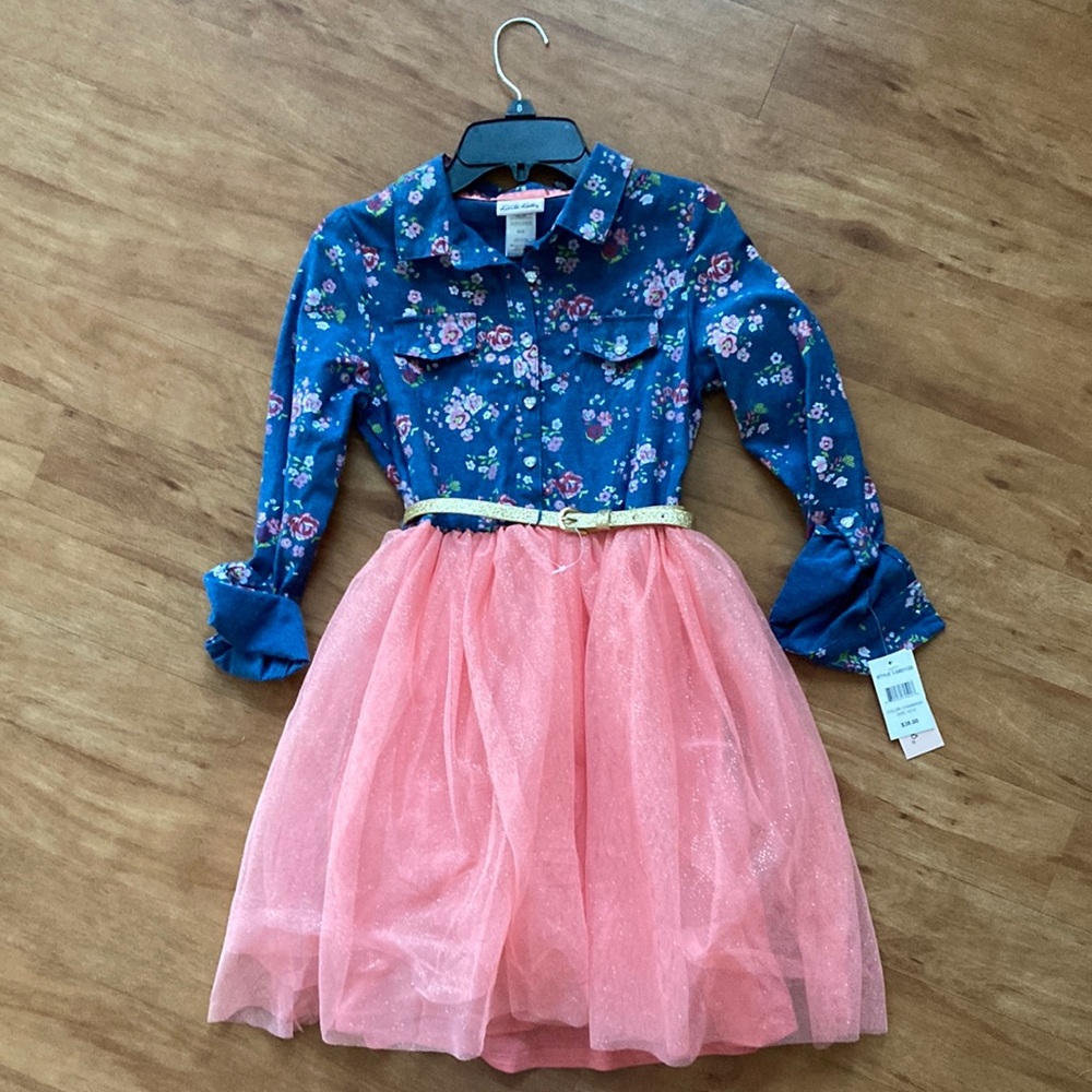 Little Lass BNWT Girls button down dress size 10/12